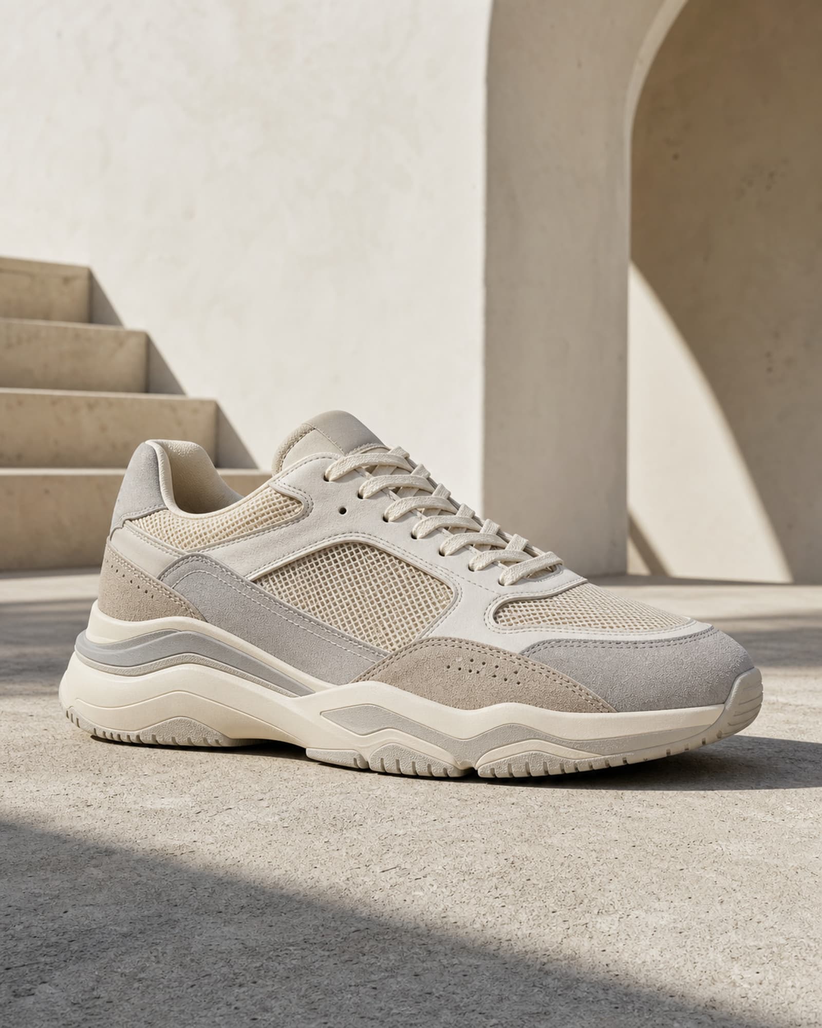 Neutral street sneaker demo style