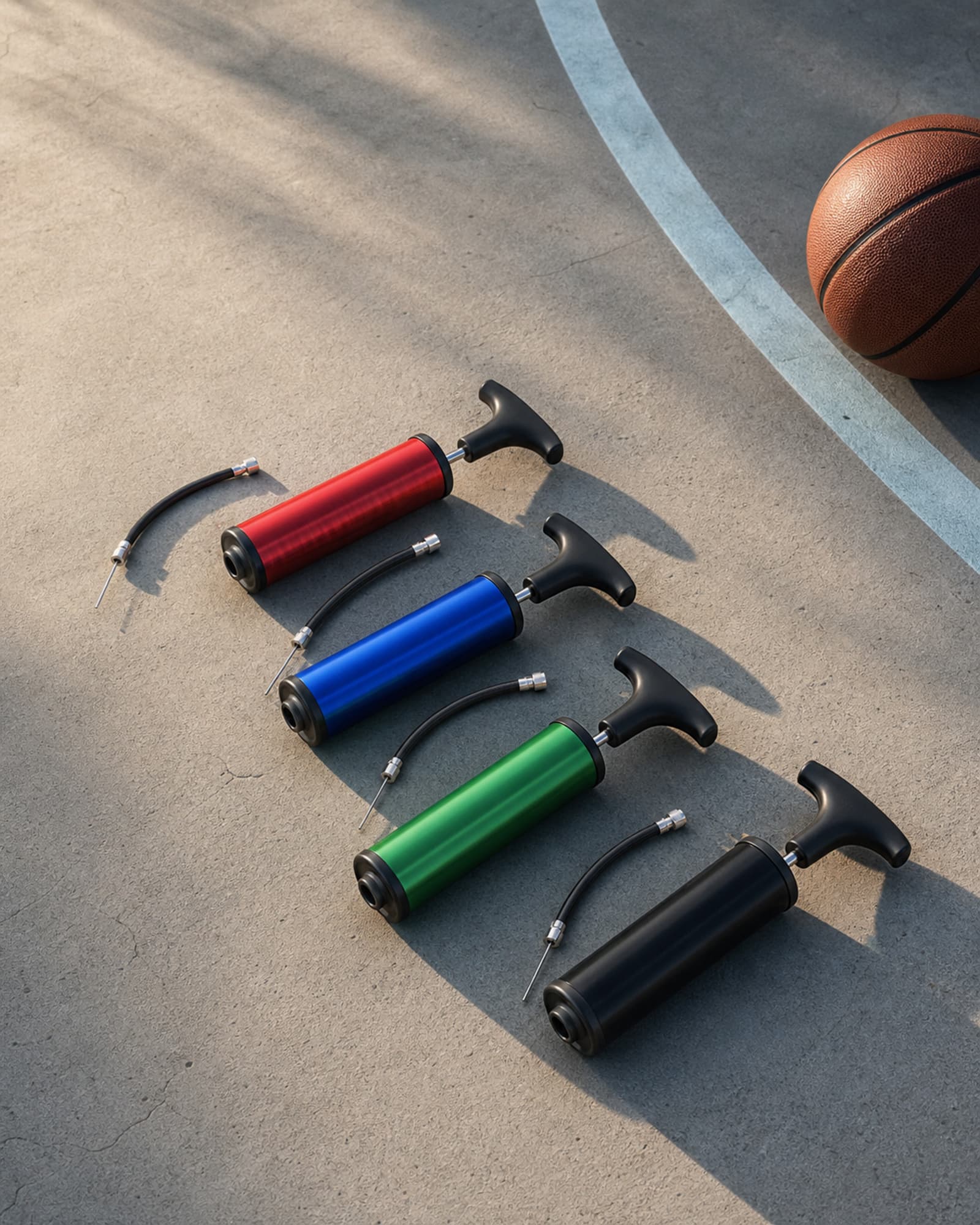 Portable basketball ball pump